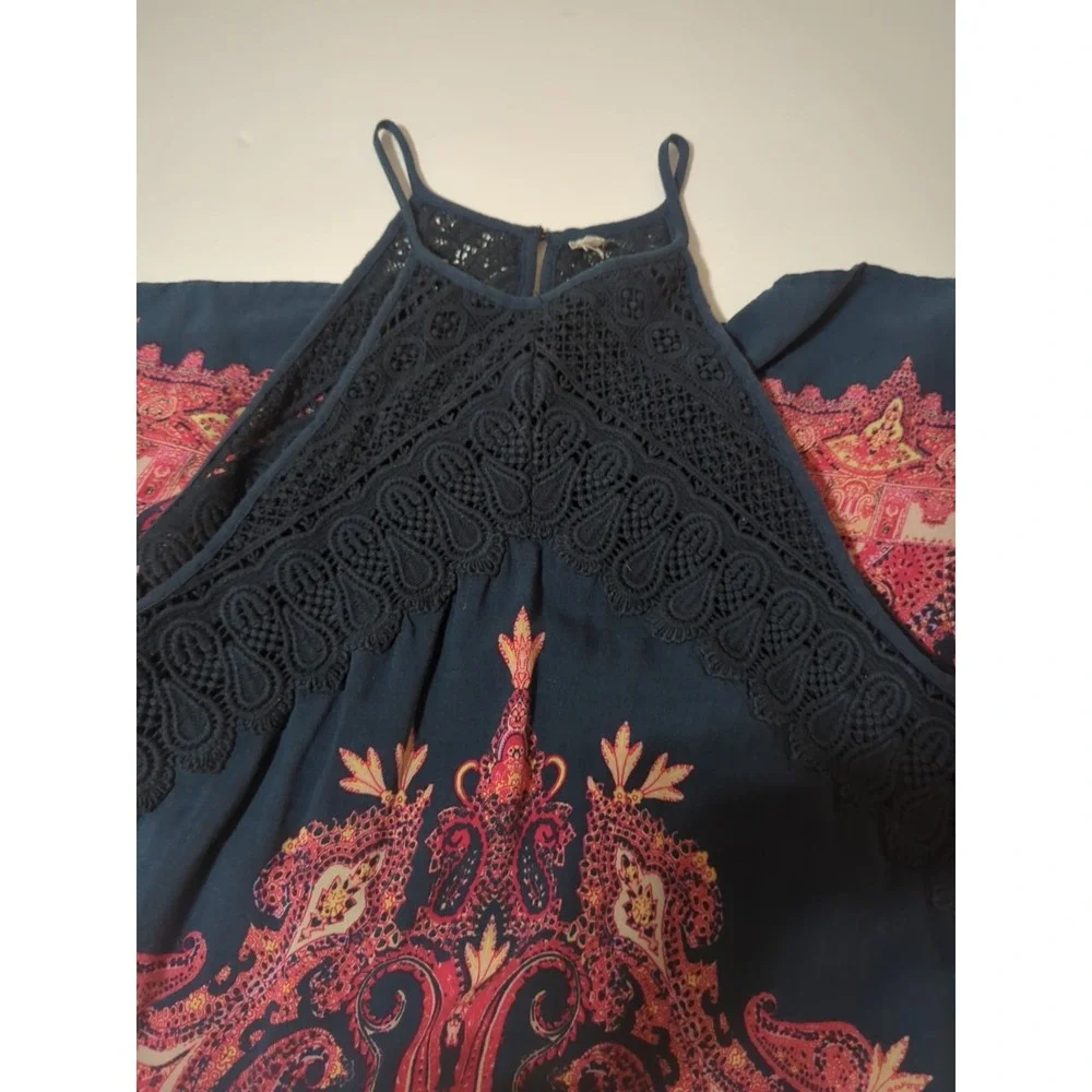 Intimately Free People Halter Crochet Tank Top Paisley Womens S Boho Hippie